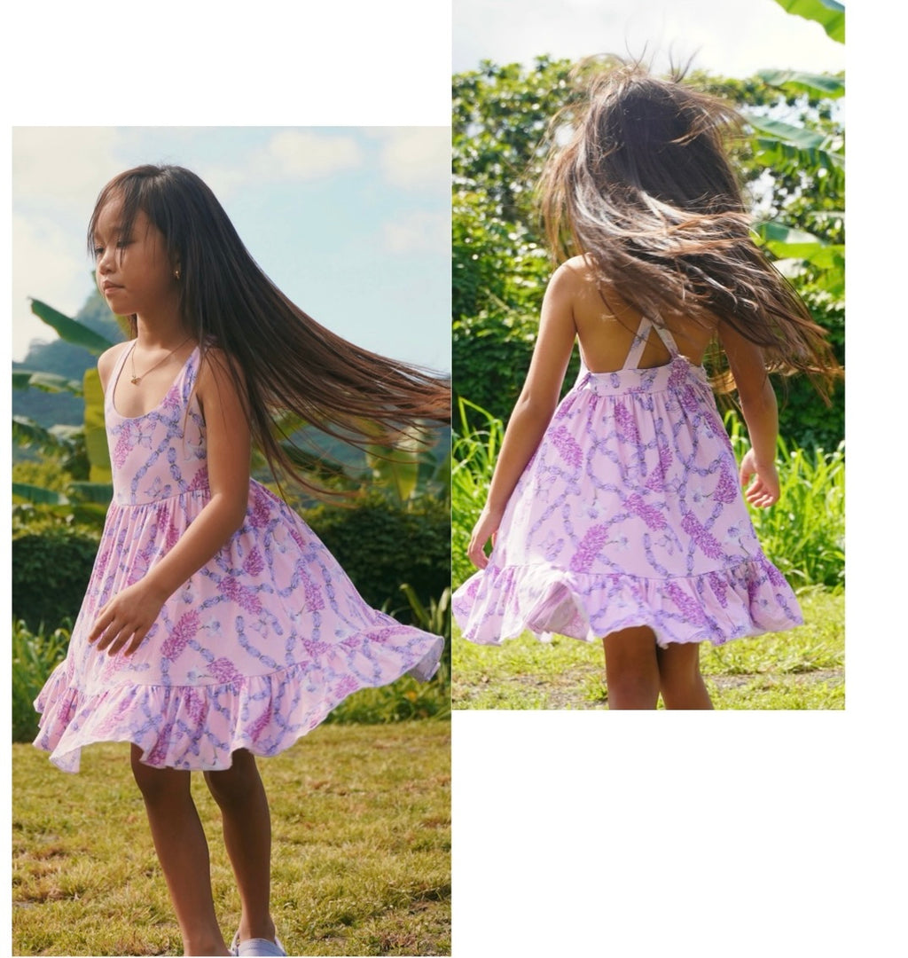 Bamboo Floral Cross-back Twirly Dress for Girl